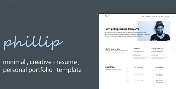 phillip minimal personal portfolio cv resume template portfolio and cv